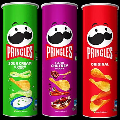 Assorted potato chip cans